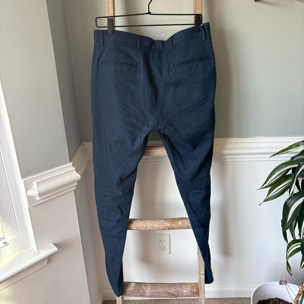 Club Monaco Connor Modern Slim Fit Linen Blend Pants Navy Blue Sz 31/32 - 1713 - Picture 6 of 9